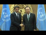 New York - Assemblea Generale delle Nazioni Unite: Renzi incontra Ban Ki-moon (27.09.15)