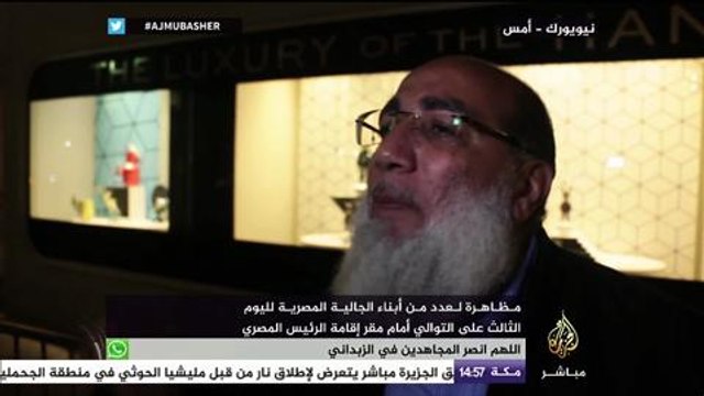 مظاهرة لعدد من أبناء الجالية المصرية في نيويورك لليوم الثالث أمام مقر إقامة السيسي