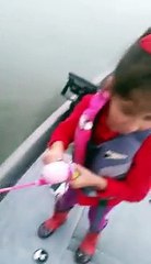 Avery crushes huge bass on barbie pole!