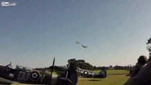 Battle of Britain surviving fighters Hurricane and Blenheim display.