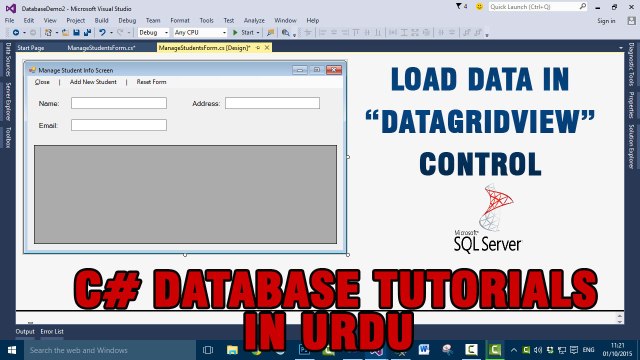 P(11) C# Database Tutorials In Urdu - Loading Data in DataGridView control