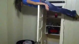 Girl Planking on Door Fail