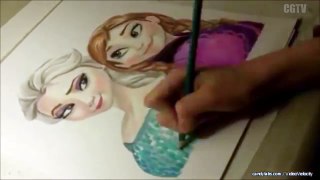 Frozen Speed Drawing - Anna & Elsa from the Disney Frozen Movie