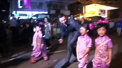 Hugh Jackman dragon dances in Hong Kong