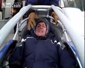 Man Freaks Out While Riding Bobsled