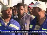 Afrique du Sud: le travail reprend à Marikana, tension dans d'autres mines