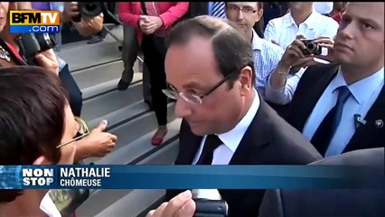 François Hollande interpelé par une chômeuse en Vendée
