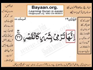 Surrah 077_032 AL-Mursalat Very Simple. 3Ls. Listen, look & learn word by word urdu translation of Quran in the easiest po