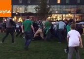 Fans Enjoy Rugby Scrum Outside Wembley Stadium