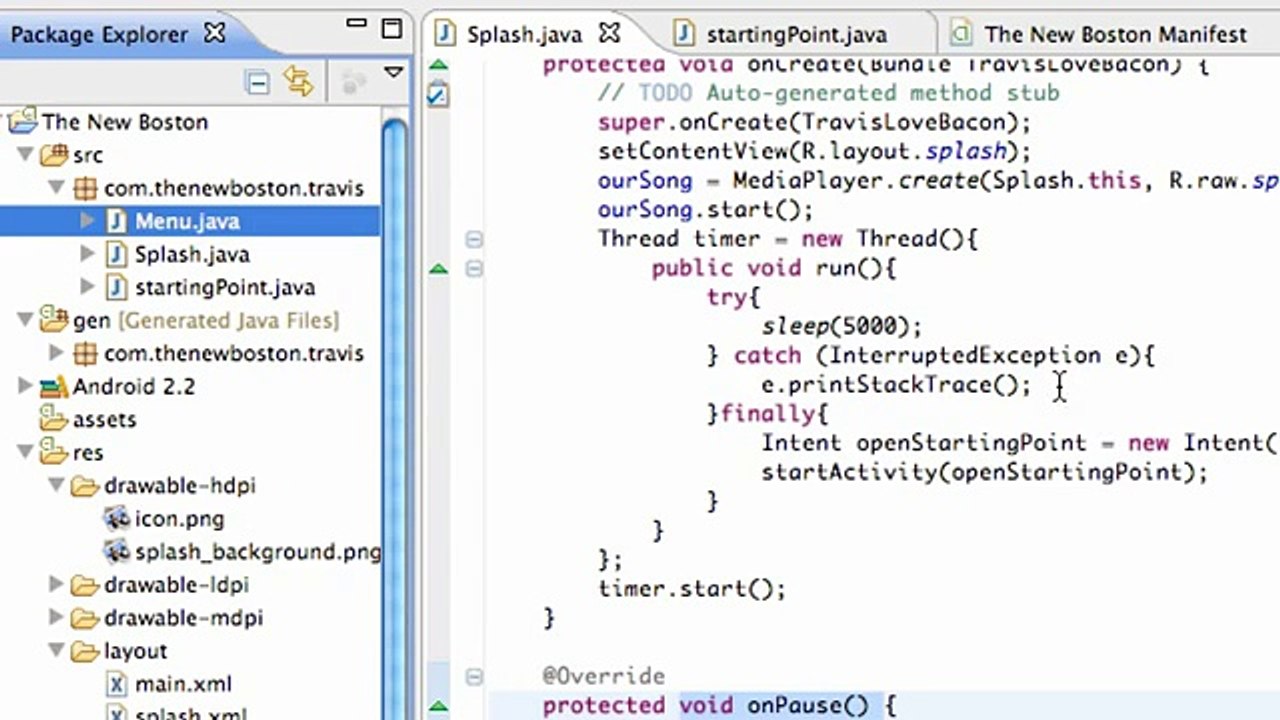 Android Application Development Tutorial - 18 - Create a List Menu from the ListActivity class