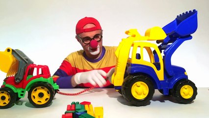 Monster LEGO Toy Truck, Excavator & Bulldozer TUG OF WAR! Toy Car Clown Childrens Toy Vid