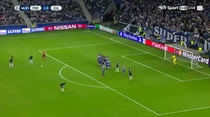 Willian Free Kick Goal 1-1 Porto vs Chelsea