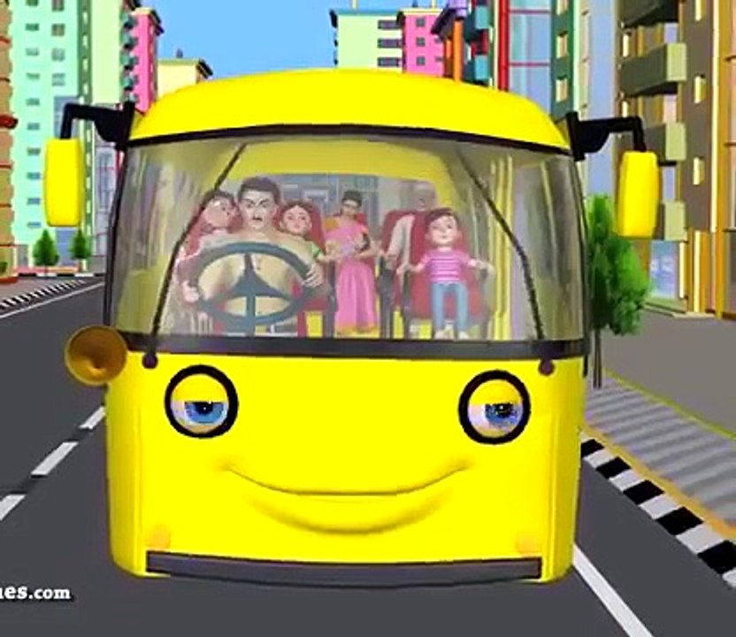 The Wheels on the Bus go round and round - 3D Animation English rhyme for children