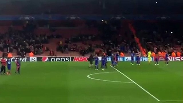 Οι πανηγυρισμοί των παικτών του Ολυμπιακού με τη λήξη