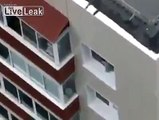 OMG: baby walking on edge of balcony window,
