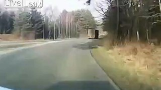 hurried truck driver flips a tractor