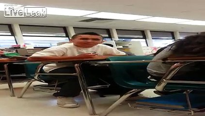 Kid in class smashed over the head with a vase.