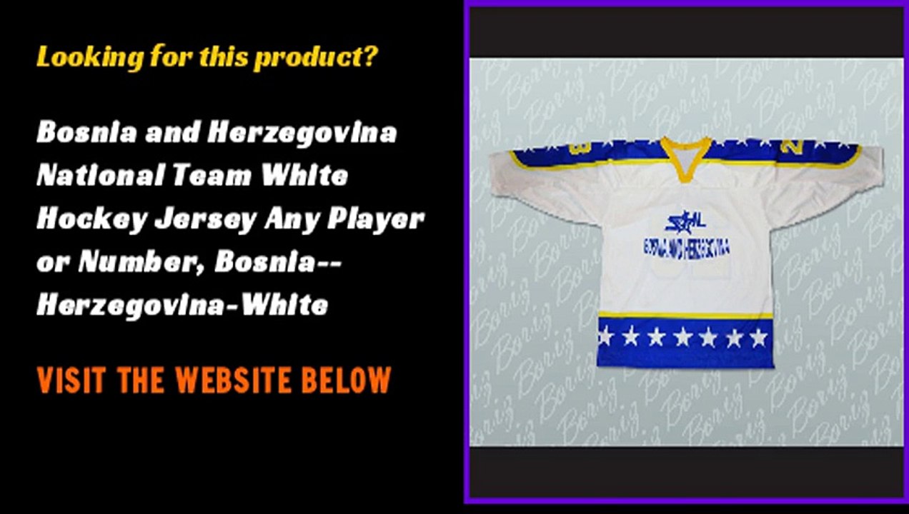Bosnia and Herzegovina National Team White Hockey Jersey Any Player or Number, Bosnia--Herzegovina-White