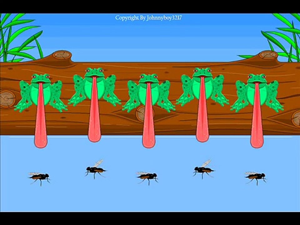 Five Green And Speckled Frogs nursery rhyme 5 raffi sing along song with lyrics karaoke subtraction