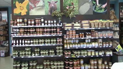 Une mini ferme devant la vitrine du magasin Pays'en Bio de Gap