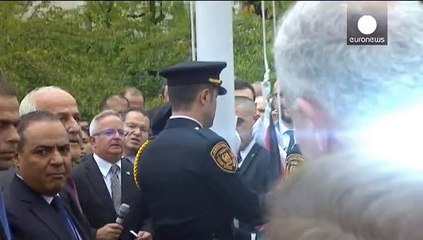 Ιστορική στιγμή για τους Παλαιστίνιους - Η παλαιστινιακή σημαία έξω από τον ΟΗΕ