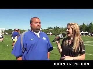 female reporter on the football field