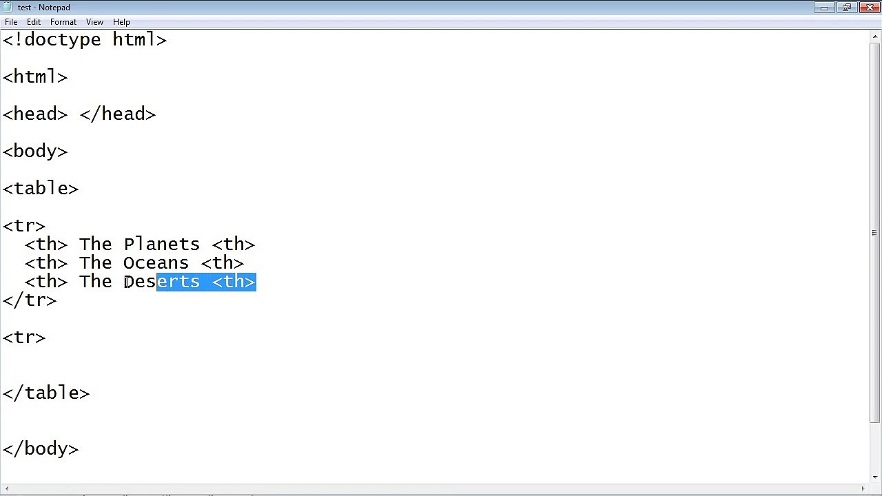 HTML-Lecture No: 04 Create a table