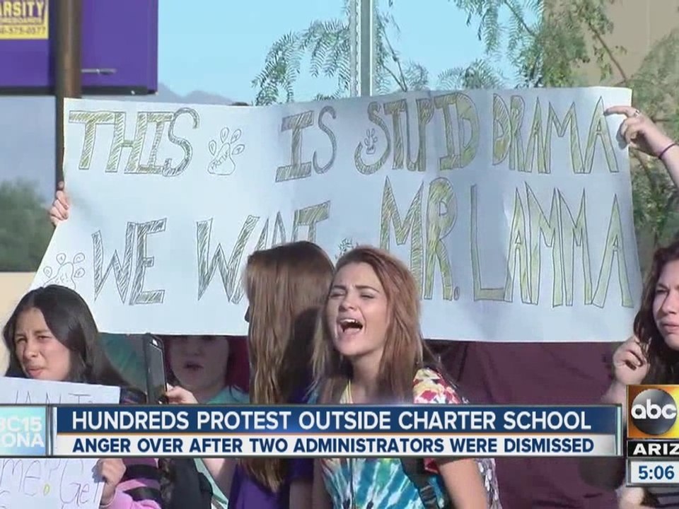 Hundreds protest outside charter school in Maricopa