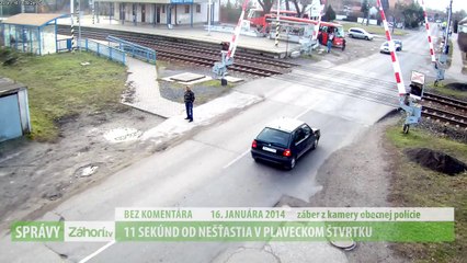 Lucky guy on rail crossing!