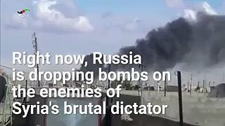 Aerial footage of Russian military strikes in suppoert of Asad,s regime in Syria