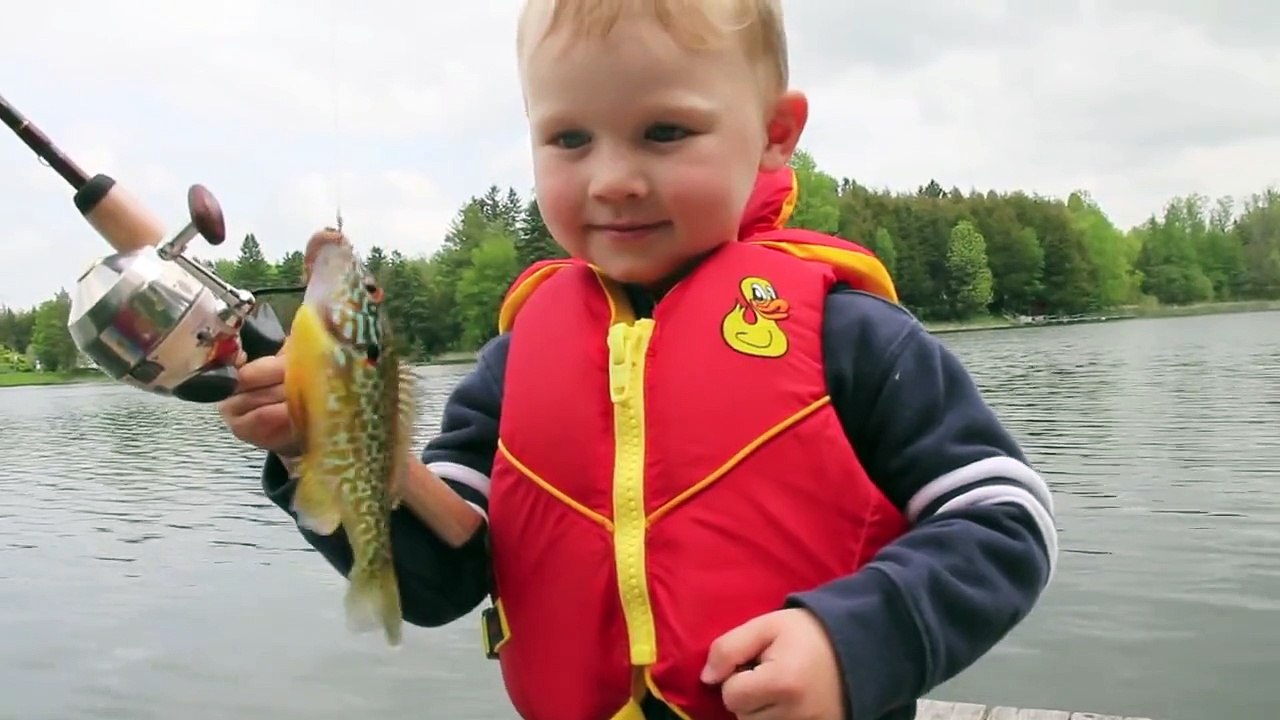 Boy's Awesome Reaction To Catching His First Fish