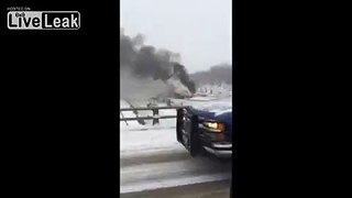 Fiery Pileup Involving Multiple Trucks