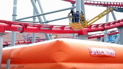 Escape artist narrowly avoids being run over by rollercoaster