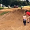Amazing Stunt Jump By Little Kid on a Mini Bike