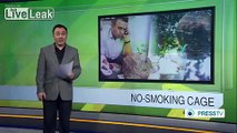 Turkish man wears metal cage around head to quit smoking