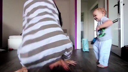 Dance battle between a baby and his dad... So cute!