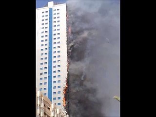 UAE Massive fire in high rise building in Sharjah