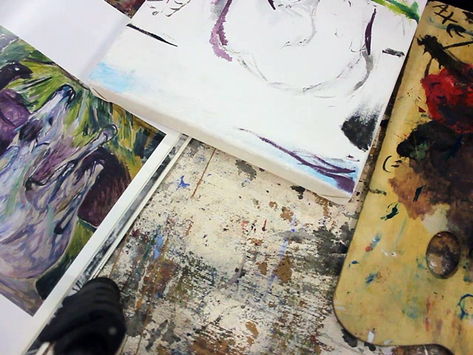 Clase del 01 10 15, de pintura al óleo, corregiendo una pintura de Expresionismo