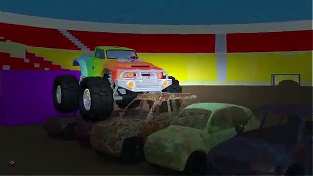Jeu dassemblage : le camion monstre. Dessin animé francais. Monster trucks for children