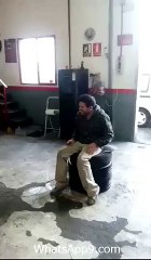 Man Sitting On Tyre - Airbag Testing Funny(whatsapp9.com)