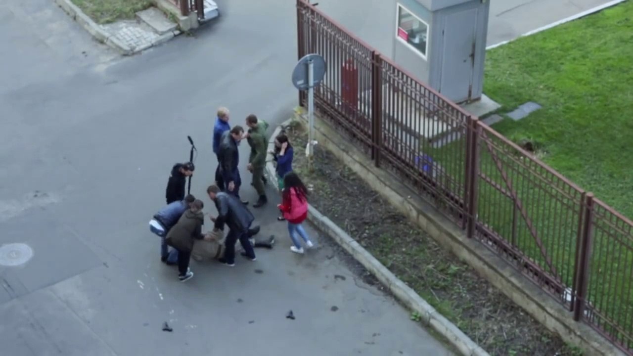 a Russian military disarms an actor filming