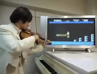 Un violoniste accompagne Super Mario en live sur une partie