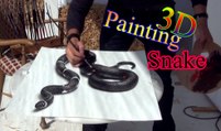 3D Drawing of a Lifelike Snake - 3D Painting Optical Illusion - Live Drawing For Hand