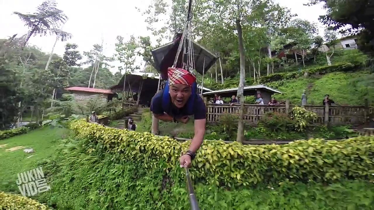 a man  flying in the air