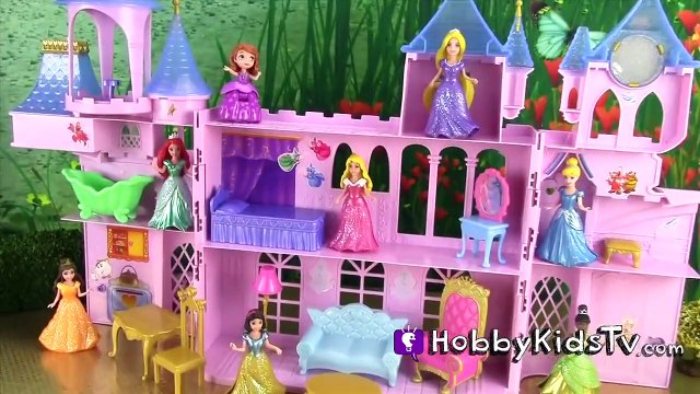 Enchanted Disney Princess Castle Kit! MagiClip Dolls, Kinder Egg Peppa Pig Play-Doh Crown HobbyKids