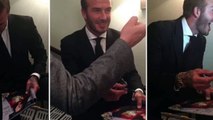 David Beckham PHOTOBOMBS Alton Towers crash hero as he signs autographs at Pride of Britain Awards