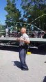 Police officer hops into game of Double Dutch
