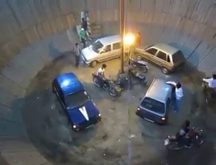 the well of death. you never seen before. 6 bike and 4 cars performing same time