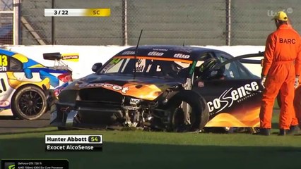 Welch and Abbott Big Crash 2015 BTCC Silverstone Race 3