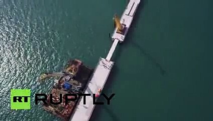 One step closer_ Drone footage captures 1,000-metre bridge to Crimean peninsula 2015